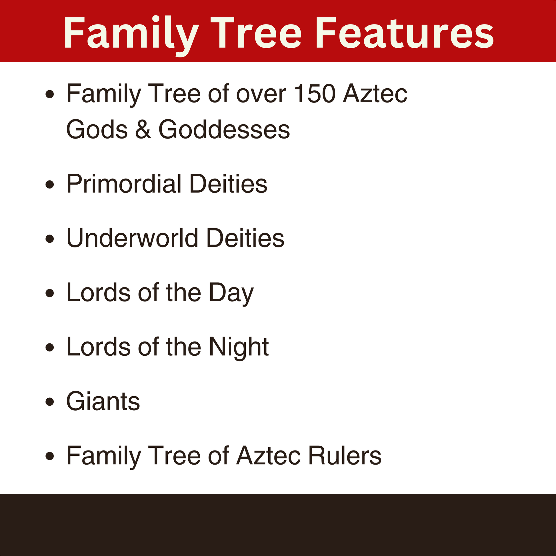 Main features of the Family Tree of the Aztec Gods.