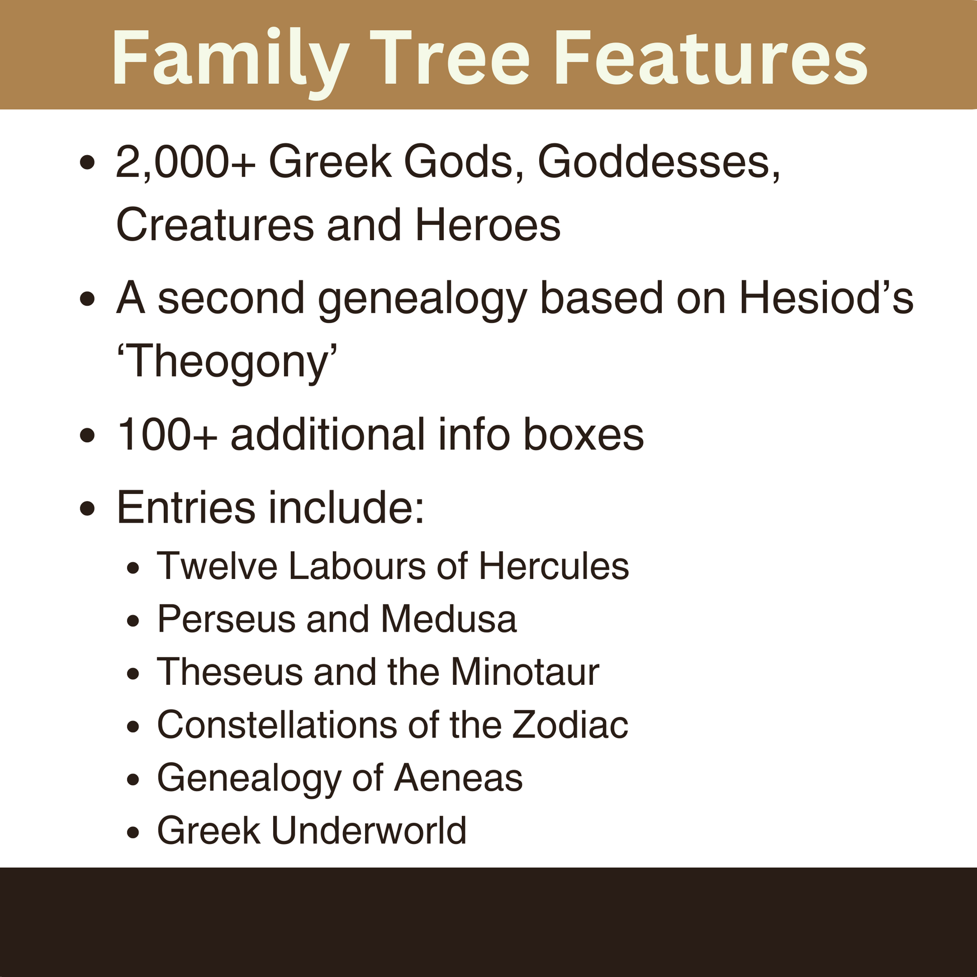 Main features of the Family Tree of the Greek Gods.
