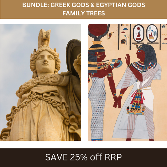 Main product image for the Greek Gods and Egyptian Gods Family Tree bundle.