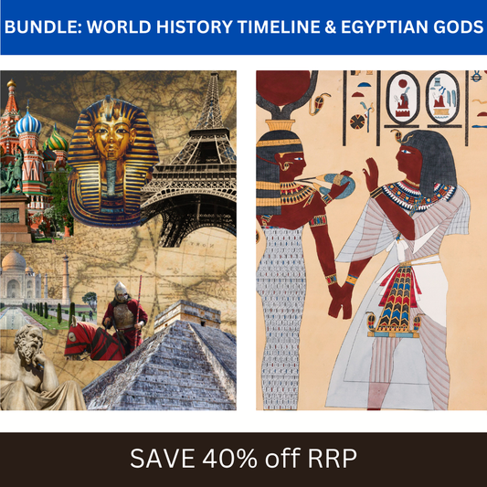 Main product image of the World History Timeline and Family Tree of the Egyptian Gods bundle.