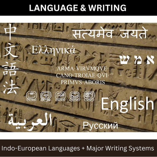 Major Indo-European language families and Major writing systems main product image.